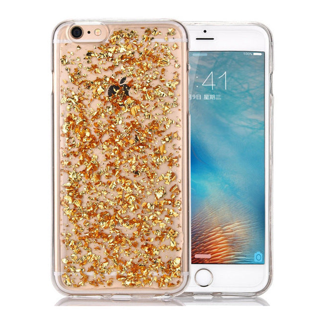 Luxury Gold Foil Bling Marble Phone Case For iPhone X XS