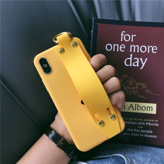 Plain Case Grip Strap For iPhone X 6s 6 8 Plus 7 Kickstand