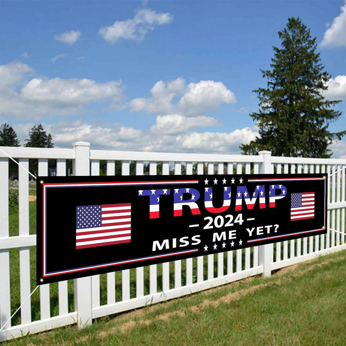 PLMMEOUR Trump 2024 Banner Miss Me Yet Flag Banner