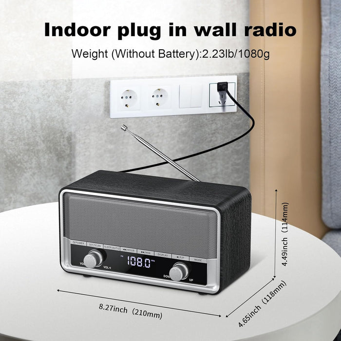 AM FM Radio Plug in Wall Radio with Bluetooth for Home