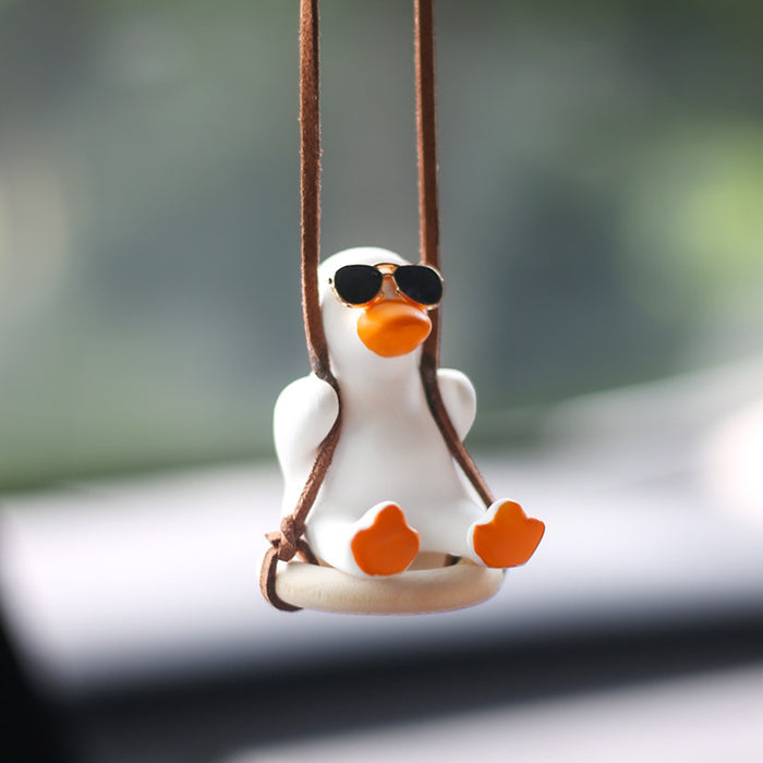 Cute Duck Car Pendant Swinging Autumn Car Rearview Mirror