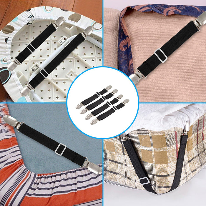 4Pcs Adjustable Bed Sheet Fasteners Suspenders