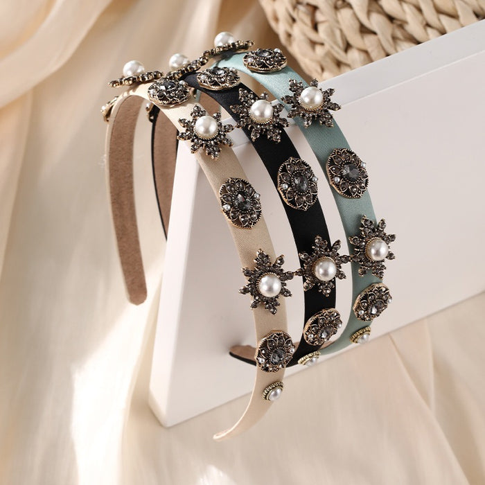 Fashion women's Baroque rhinestone pearl flower hair accessories