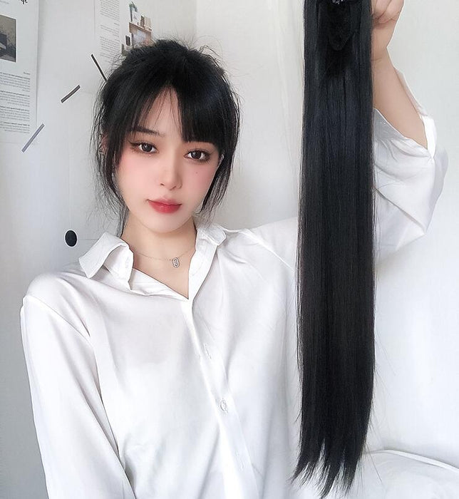 Grab clip ponytail wig female straight hair ponytail mini