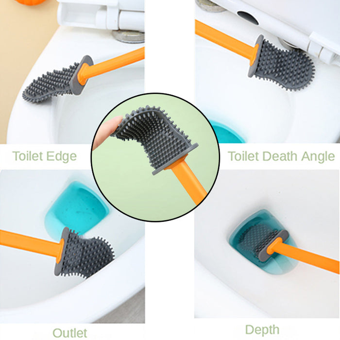 Silicone Toilet Brush Set Toilet Long Handle Cleaning Brush
