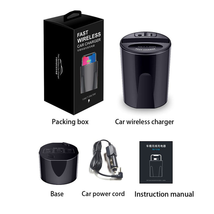 10W Car Wireless Charger Cup with USB Output