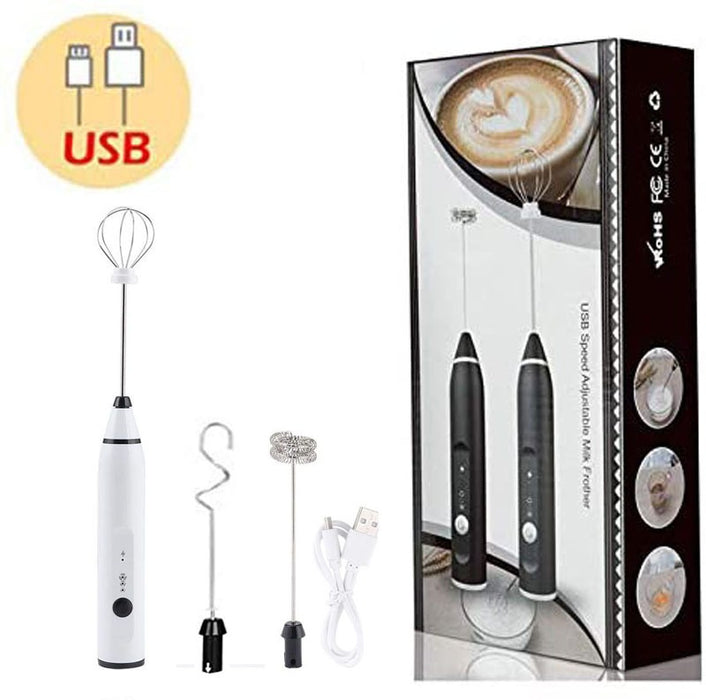 3-Piece Electric Milk Frother And Whisk Set