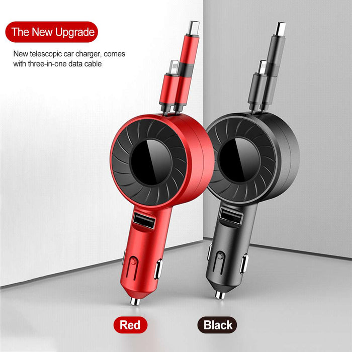 3-IN-1 Car Charger Mobile Phone  Adapter