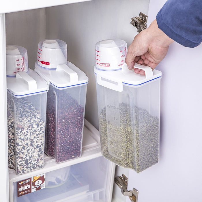 Rice And Cereal Storage Container With Measuring Cup