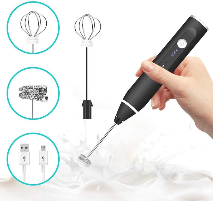 3-Piece Electric Milk Frother And Whisk Set