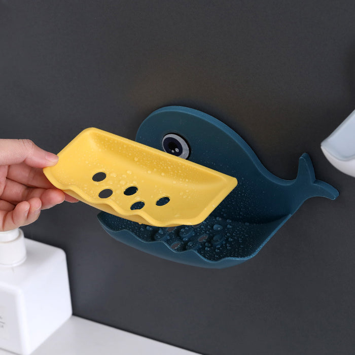 Whale Shape Free Punch Soap Rack Bathroom Drain Soap Box Toilet
