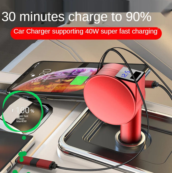Vogek 3-in-1 Car Charger 60W Super Fast Charging for iPhone Xiaomi