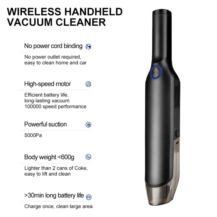 Handheld Wireless Vacuum Cleaner Rechargeable Cyclone